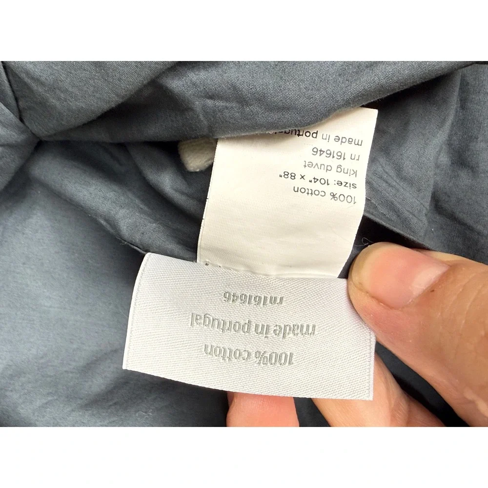 Room & Board King Duvet Cover Slate Blue Gray 100% Cotton Portugal 104x88